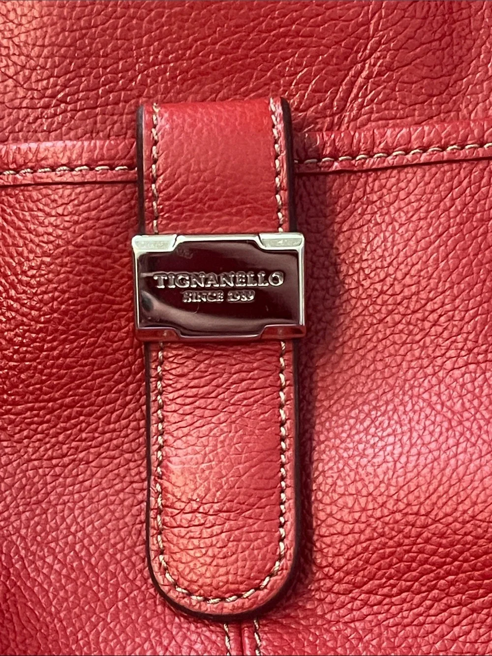 Tignanello Leather Red Leather Tote Bag